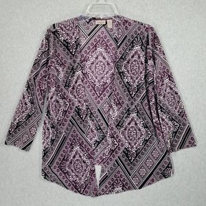Easywear by Chico's Cardigan 1 Medium Accordion Pleat 3/4 Sleeve Open Front